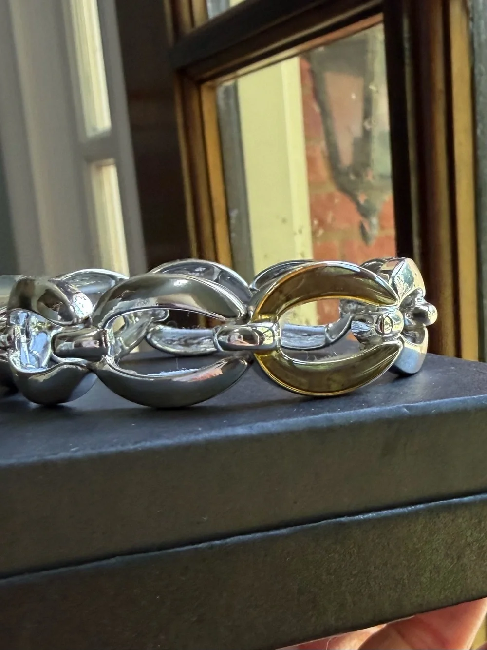 Silver-Tone Link Stretch Bracelet